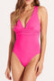 Deep V Neck Crossover Backless Ruched High Cut Monokini