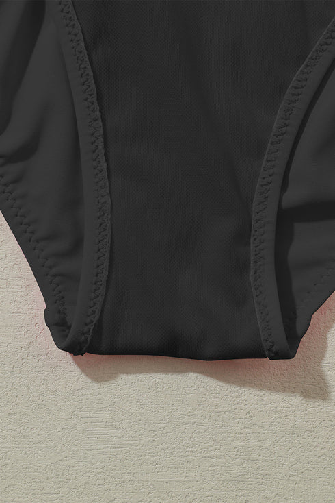 Deep V Neck Crossover Backless Ruched High Cut Monokini