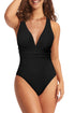 Deep V Neck Crossover Backless Ruched High Cut Monokini