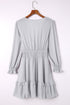 Deep V Neck Lantern Sleeve Knotted Tiered Mini Dress