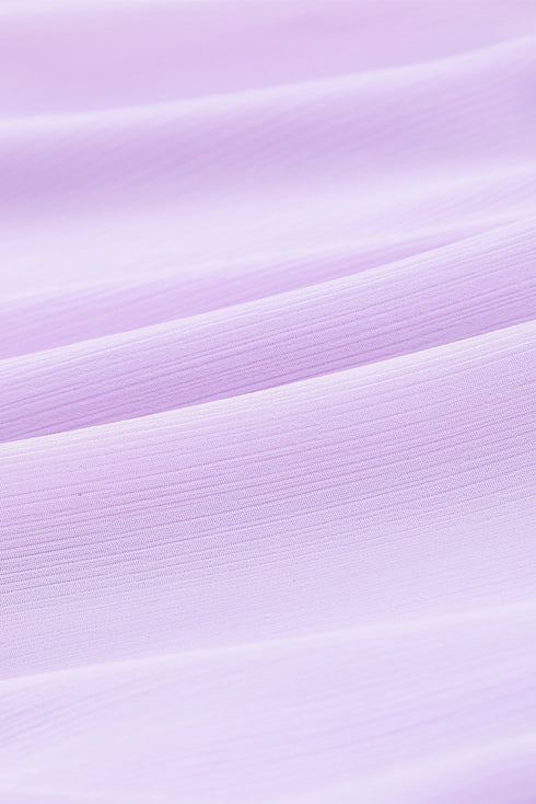 Deep V Neck Lantern Sleeve Knotted Tiered Mini Dress