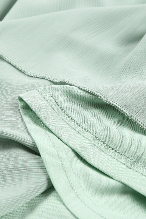 Deep V Neck Lantern Sleeve Knotted Tiered Mini Dress