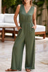 Deep V Pleated Crisscross Wide Leg Backless Jumpsuit