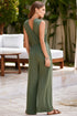 Deep V Pleated Crisscross Wide Leg Backless Jumpsuit