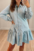 Striped Pattern Shift Long Sleeve Mini Dress