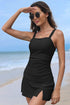 Ruched Square Neck Tummy Control Swim Dress
