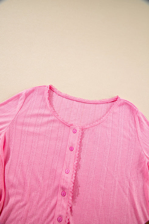 Delicate Texture Cropped Cami Shorts and Cardigan 3pcs Lounge Set