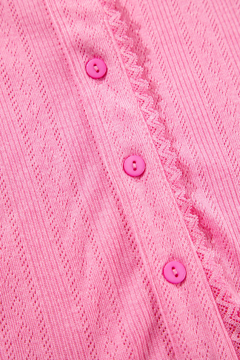 Delicate Texture Cropped Cami Shorts and Cardigan 3pcs Lounge Set