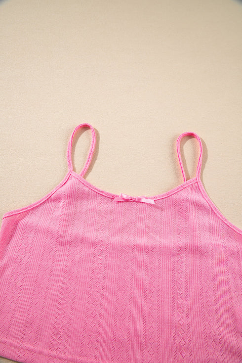 Delicate Texture Cropped Cami Shorts and Cardigan 3pcs Lounge Set