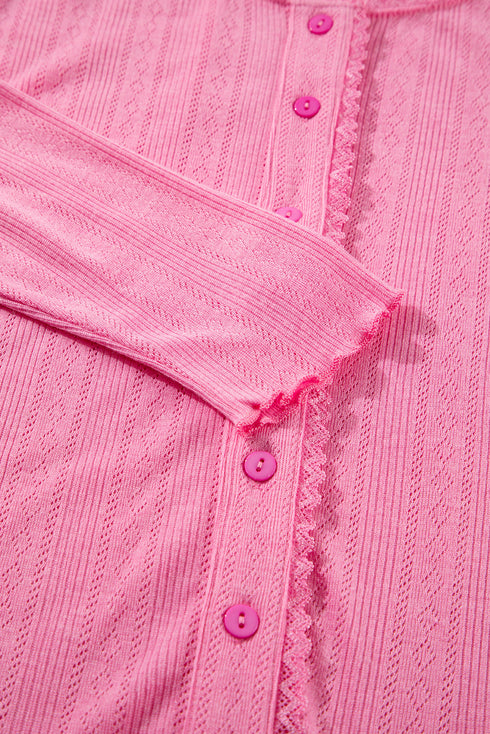 Delicate Texture Cropped Cami Shorts and Cardigan 3pcs Lounge Set