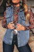 Denim Button Front Pocket Sleeveless Cowboy Vest