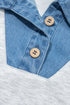 Denim Collar Cuffed Short Sleeve Polished Top