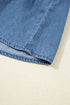 Denim Lapel Neck Balloon Sleeve Tie Waist Peplum Blouse