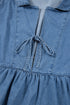 Denim Lapel Neck Balloon Sleeve Tie Waist Peplum Blouse