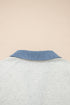 Denim Patchwork Buttoned Polo Collar Long Sleeve Top