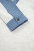 Denim Patchwork Buttoned Polo Collar Long Sleeve Top