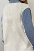 Denim Patchwork Buttoned Polo Collar Long Sleeve Top