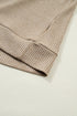 Denim Patchwork Ribbed Knit Button Polo Long Sleeve Top