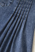 Denim Tied V Neck Pleated Three Quarter Sleeve Mini Dress