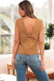 Desert Gold Bowknot V Cut Backless Cotton Tank Top