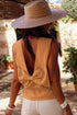 Desert Gold Bowknot V Cut Backless Cotton Tank Top