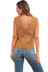Desert Gold Bowknot V Cut Backless Cotton Tank Top