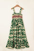 Desert Mirage Aztec Print Shirred Bodice A Line Maxi Dress