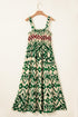 Desert Mirage Aztec Print Shirred Bodice A Line Maxi Dress