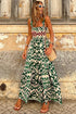 Desert Mirage Aztec Print Shirred Bodice A Line Maxi Dress