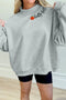 Hello Embroidered Pumpkin Graphic Mock Neck Sweatshirt