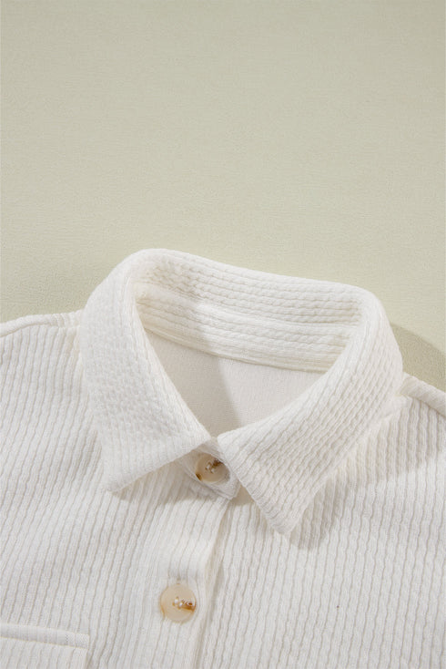 Casual Textured Corduroy Long Sleeve Button Down Jacket