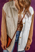 Casual Loose Fit Paneled Corduroy Shirt Jacket
