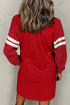 Sequin Rugby Bow Graphic Varsity Striped Sleeve Shift Dress