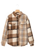 Casual Flannel Plaid Double Flap Pocket Shacket