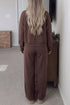 Piping Trim Mock Neck Pullover Drawstring Coordinated Pant Set
