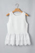 Smocked Lace Peplum Sleeveless Detail Tank