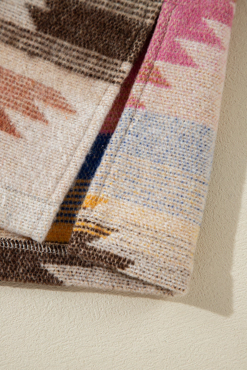 Aztec Print Western Button Up Shirt Jacket