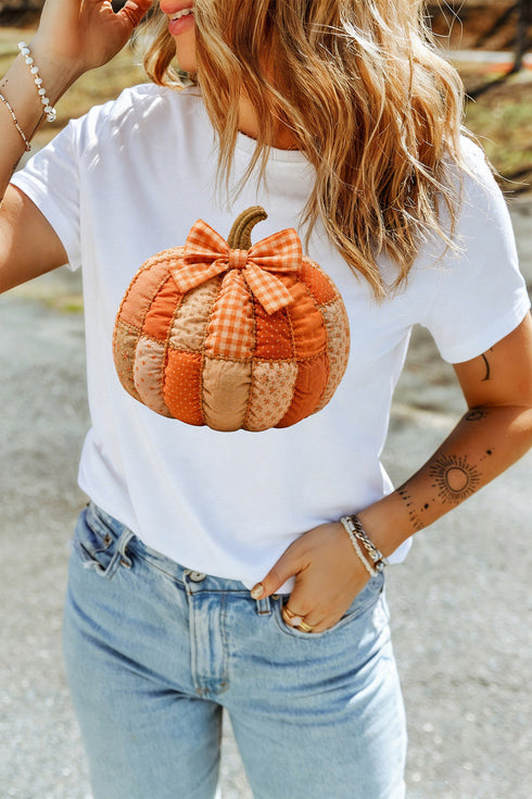 Polyester Cotton Blend Pumpkin Printed Graphic Tee