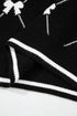 Diamond Bow Print Half Zip Flutter Sleeve Sweater