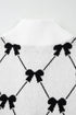 Diamond Bow Print Half Zip Flutter Sleeve Sweater