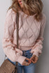 Diamond Pointelle Knit Balloon Sleeve Sweater