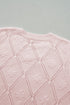 Diamond Pointelle Knit Balloon Sleeve Sweater