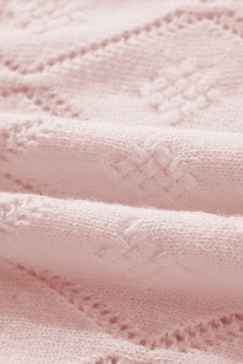 Diamond Pointelle Knit Balloon Sleeve Sweater