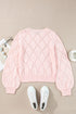 Diamond Pointelle Knit Balloon Sleeve Sweater