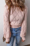 Diamond Pointelle Knit Balloon Sleeve Sweater