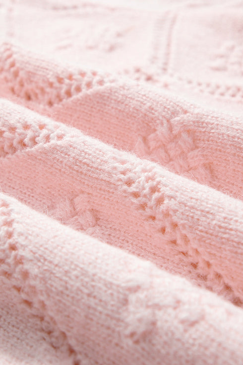 Diamond Pointelle Knit Balloon Sleeve Sweater