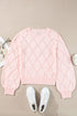 Diamond Pointelle Knit Balloon Sleeve Sweater