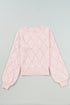Diamond Pointelle Knit Balloon Sleeve Sweater