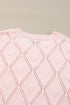 Diamond Pointelle Knit Balloon Sleeve Sweater