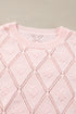 Diamond Pointelle Knit Balloon Sleeve Sweater
